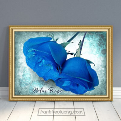 Mẫu tranh 2 bông hoa hồng xanh đẹp THH438