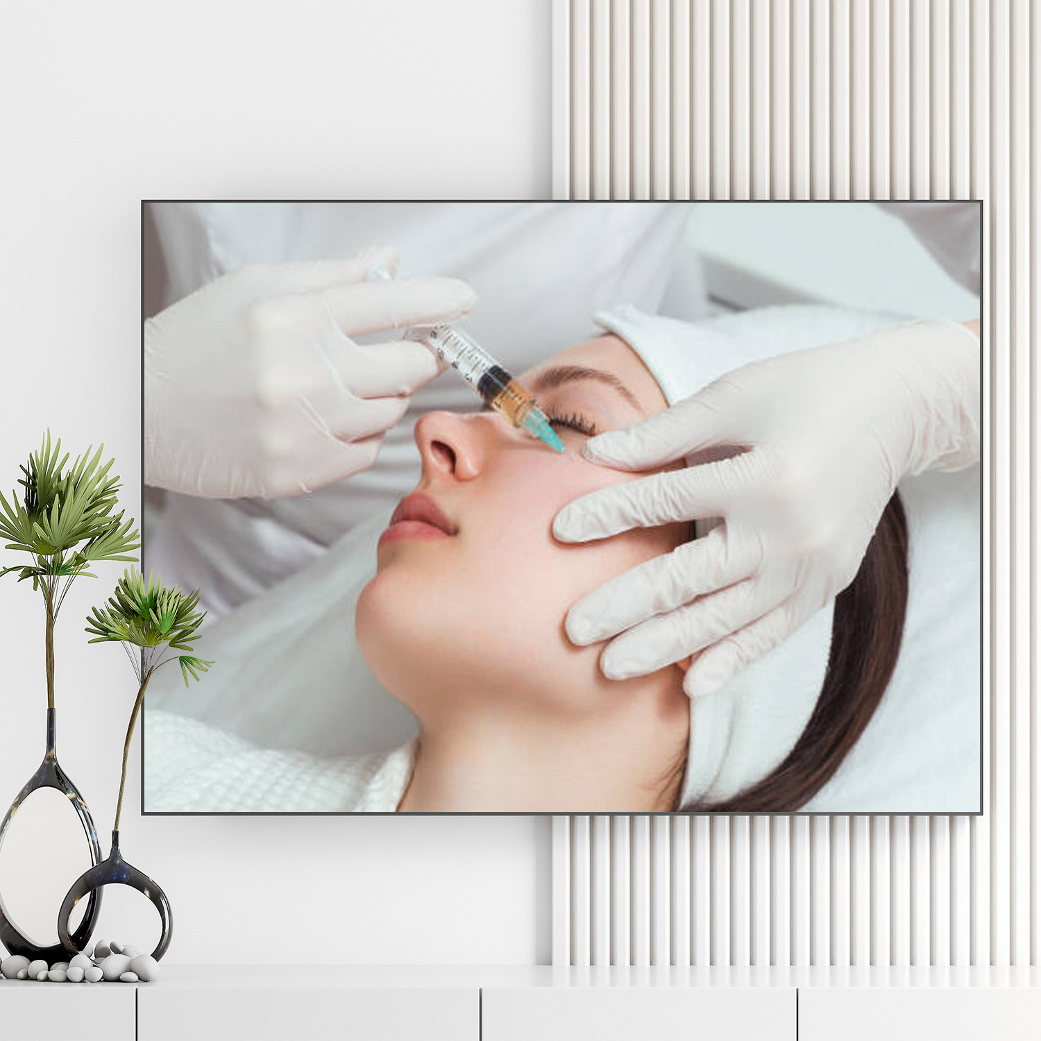 Mẫu tranh spa đẹp hình ảnh tiêm chất filler botox làm đẹp da vùng mặt