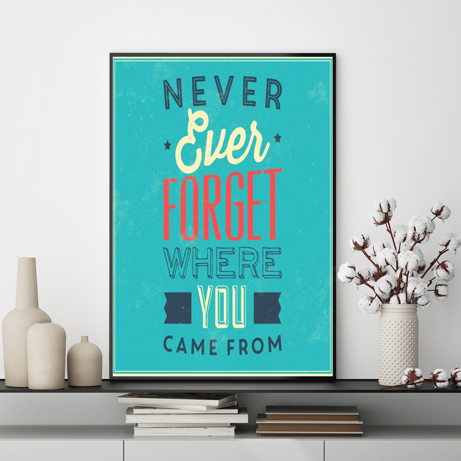 Mẫu tranh slogan tiếng Anh: Never ever forget where you came from