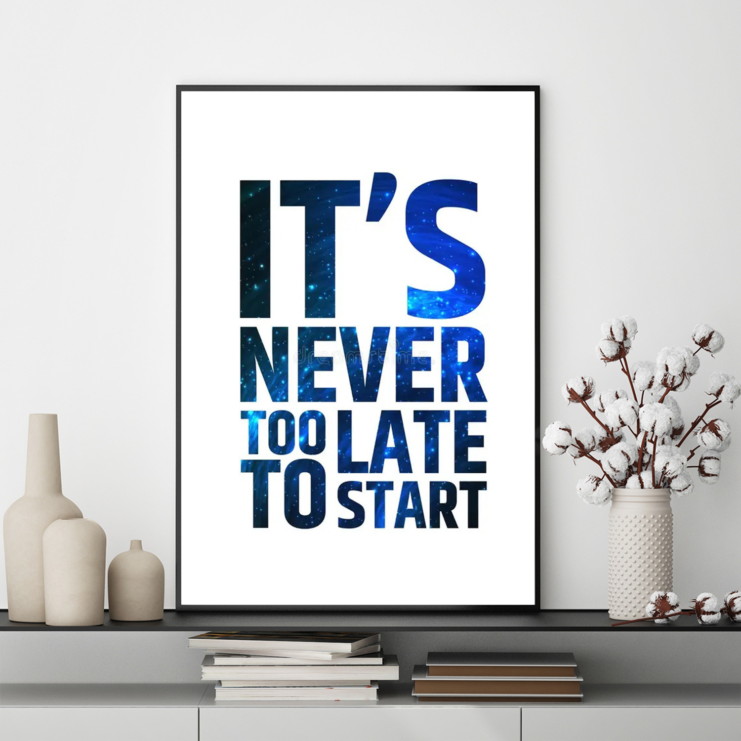 Mẫu tranh slogan tiếng Anh: It’s never too late to start