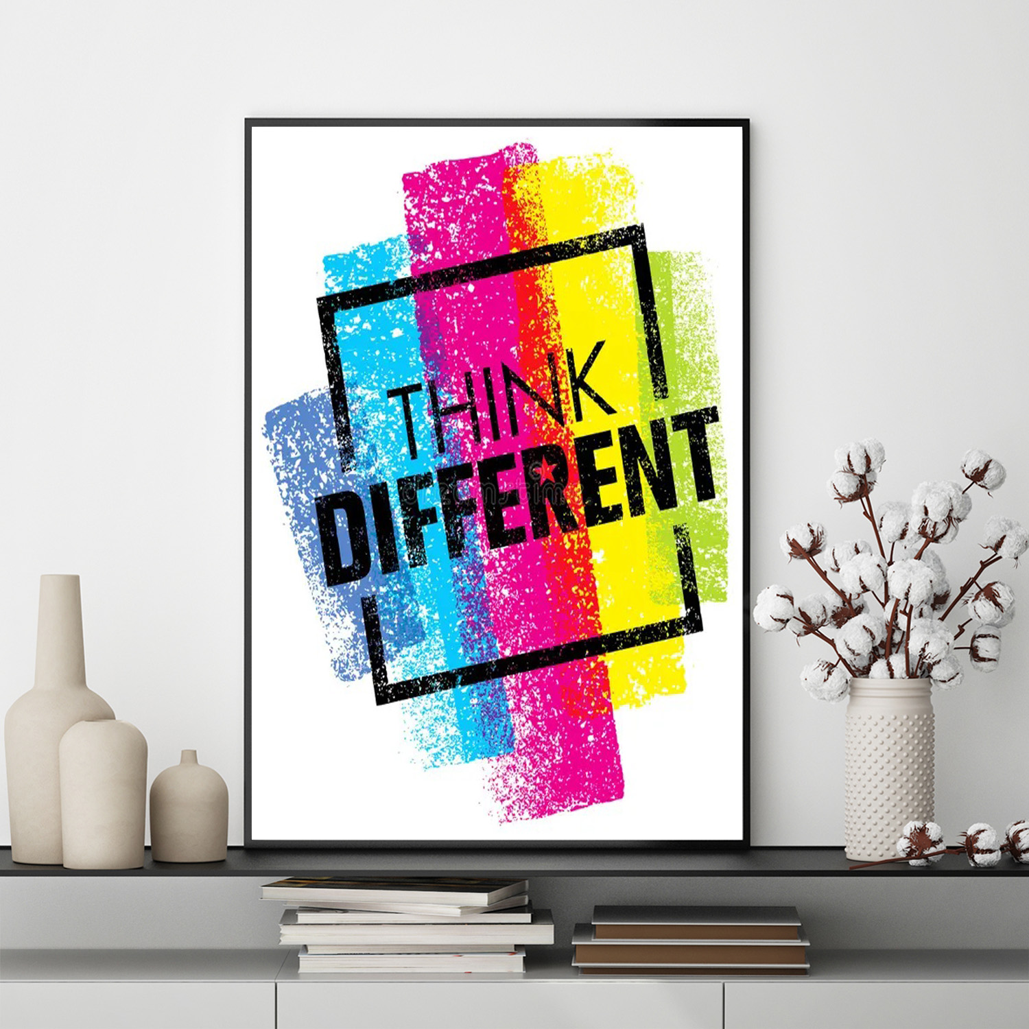 Mẫu tranh slogan tiếng Anh: Think Different