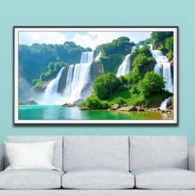 Mẫu tranh phong cảnh thác nước đẹp được vẽ đồ hoạ bằng AI