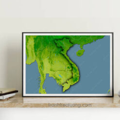 Mẫu tranh bản đồ đẹp khổ rộng ngang hình ảnh bản đồ Việt Nam nổi bật với màu xanh lục mát dịu