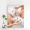 Mẫu tranh spa khổ dọc đẹp hình ảnh hai cô gái đẹp đắp mặt nạ dưỡng da và ạo dáng với lát trái cây