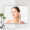 Mẫu tranh spa đẹp hình ảnh cô gái đẹp với da mặt được khoanh các vùng khác nhau