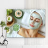 Mẫu tranh spa đẹp hình ảnh cô gái nằm thư giãn với kem bùn đắp mặt nạ dưỡng da