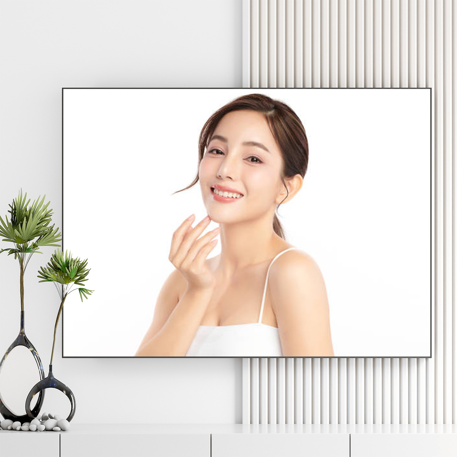 Mẫu tranh spa đẹp hình ảnh cô gái có làn da đẹp trắng mịn