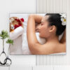 Mẫu tranh spa đẹp hình ảnh nữ khách hàng nằm thư giãn