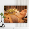 Mẫu tranh spa đẹp hình ảnh nữ khách hàng đang nằm thư giãn trong phòng spa