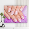Mẫu tranh Spa & Nail đẹp hình ảnh đôi bàn tay làm móng đẹp đặt trên nền lá màu tím