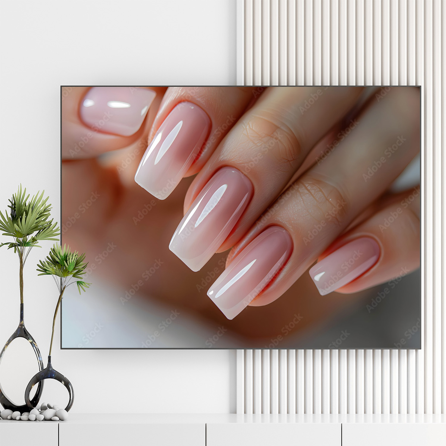 Mẫu tranh Spa & Nail đẹp hình ảnh những móng tay trắng hồng bóng mịn