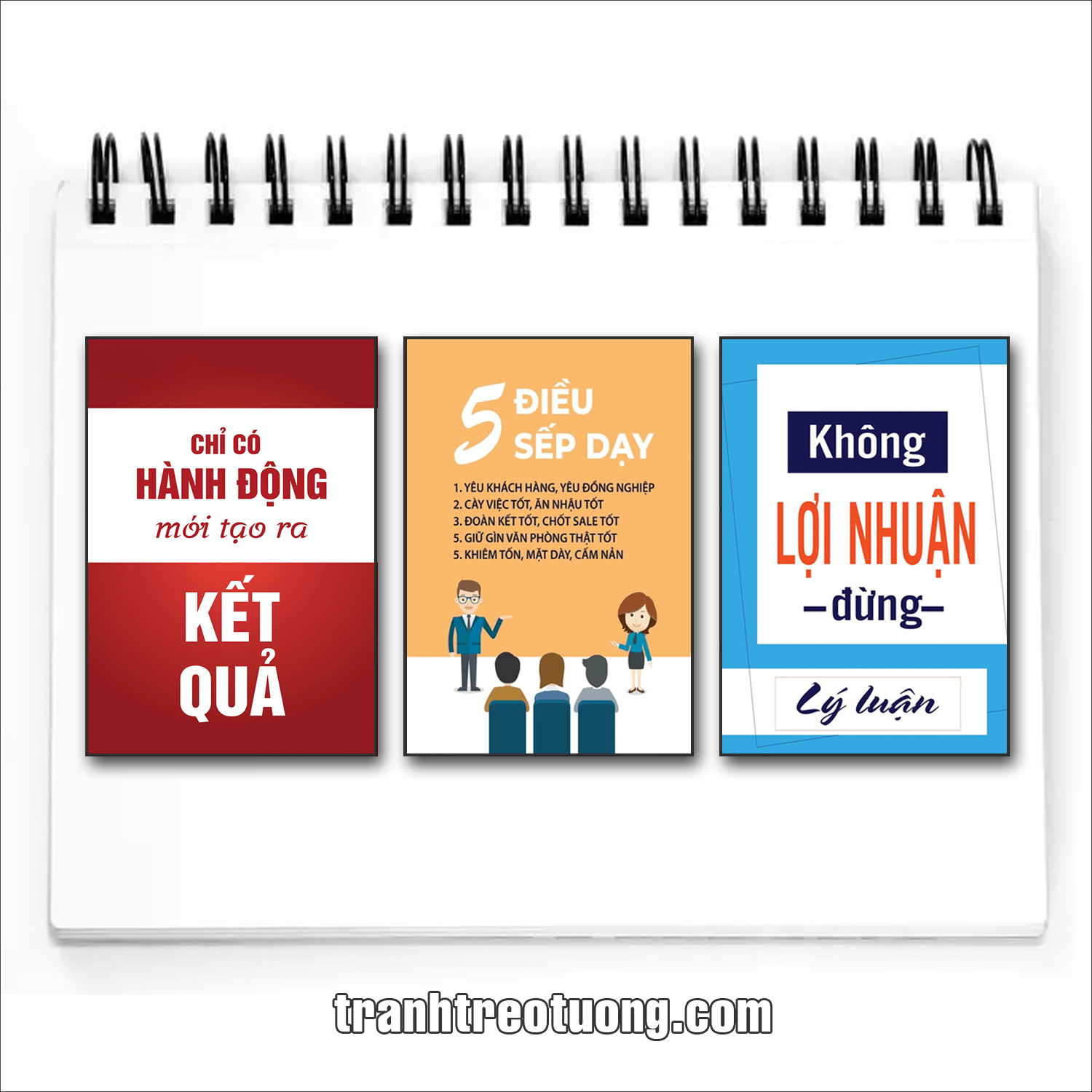Bộ tranh slogan tạo động lực: Chỉ có hành động mới tạo ra kết quả. 5 Điều Sếp Dạy. Không lợi nhuận đừng lý luận