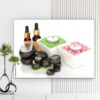 Mẫu tranh spa thiên nhiên đẹp hình ảnh tinh dầu, đá cuội, nến thơm và muối khoáng