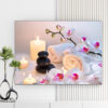 Mẫu tranh spa thiên nhiên đẹp hình ảnh hoa lan, khăn tắm, nến thơm, đá cuội